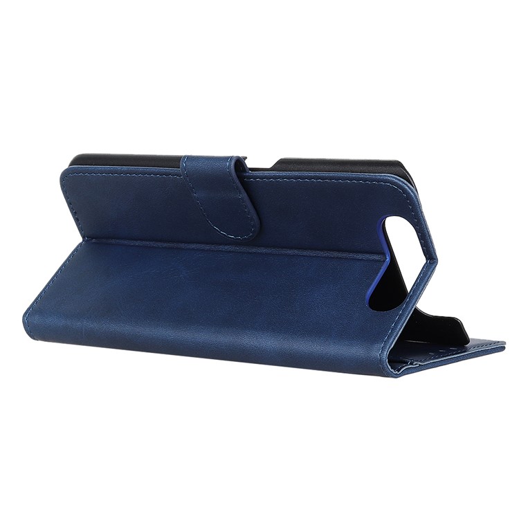 Support De Portefeuille En Cuir De Peau Matte Pour Samsung Galaxy A80 / A90 - Bleu-11