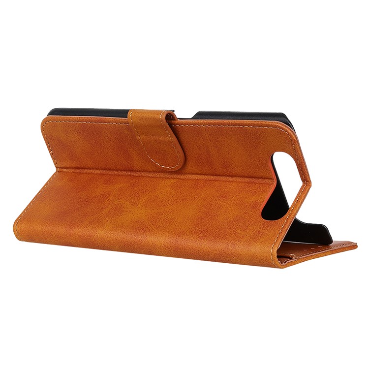Matte Skin Wallet Leather Stand Case for Samsung Galaxy A80/A90 - Brown-11