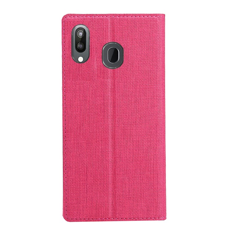 VILI DMX Cross Texture Stand Leather Case with Card Slot for Samsung Galaxy M20 - Rose-3