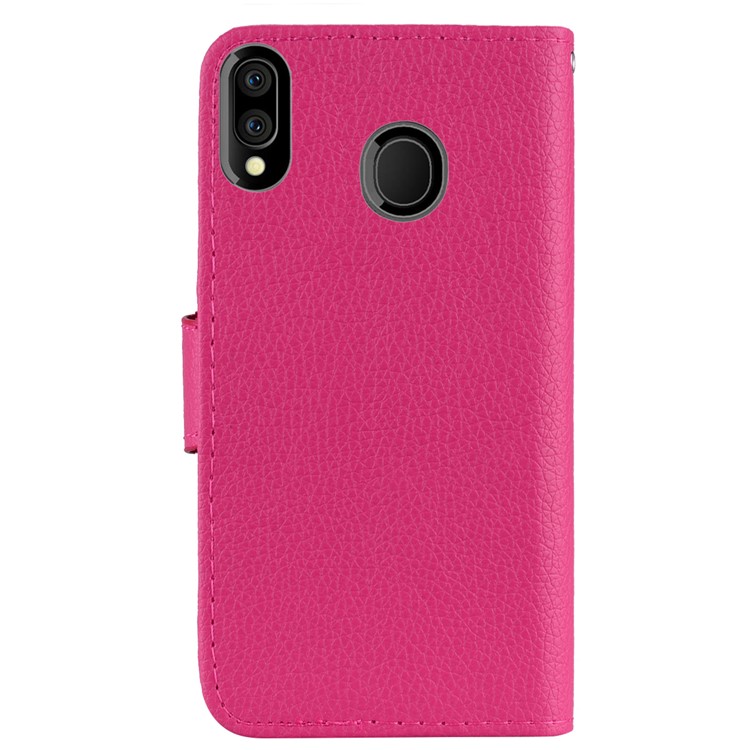 Litschi Haut Leder Stand Case Mit Kartenfächern Für Samsung Galaxy M20 - Rose-3