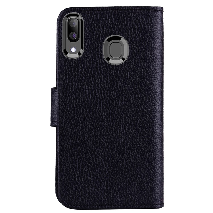 Litchi Skin Leather Wallet Case for Samsung Galaxy A20/A30 - Black-3