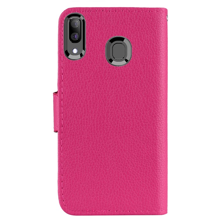 Litchi Skin Leather Wallet Case for Samsung Galaxy A20/A30 - Rose-3