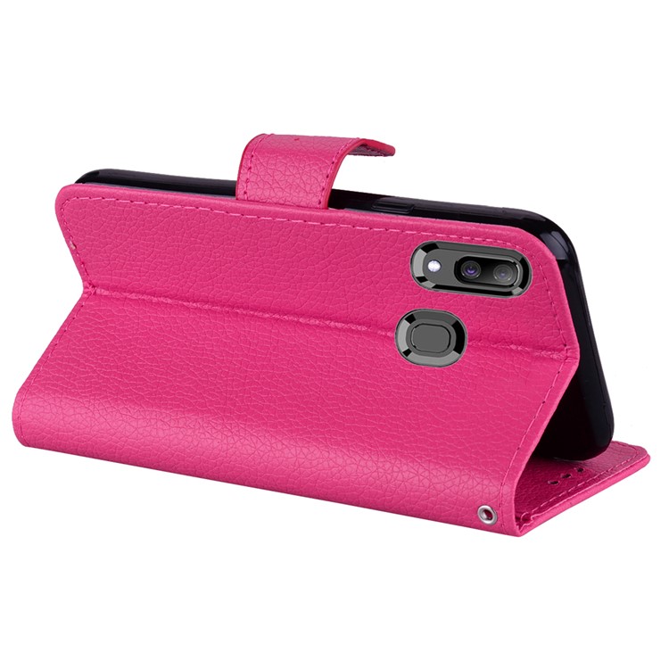 Litchi Skin Leather Wallet Case for Samsung Galaxy A20/A30 - Rose-5