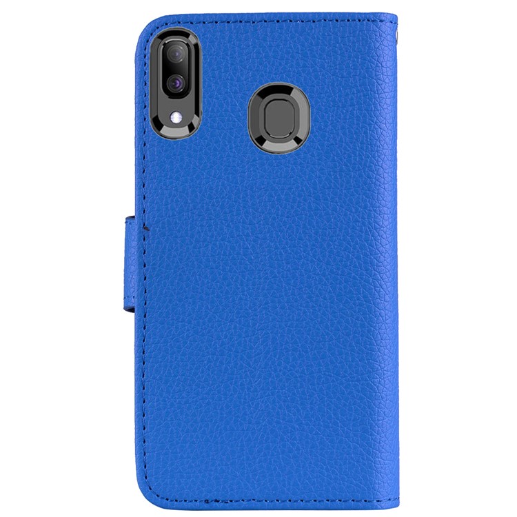 Litchi Skin Leather Wallet Case for Samsung Galaxy A20/A30 - Blue-3