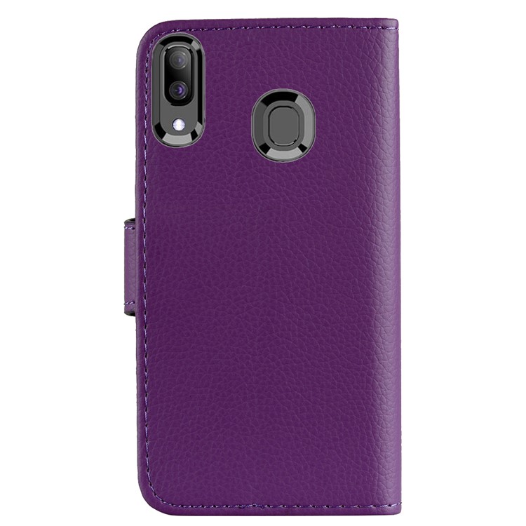 Litchi Skin Leather Wallet Case for Samsung Galaxy A20/A30 - Purple-3