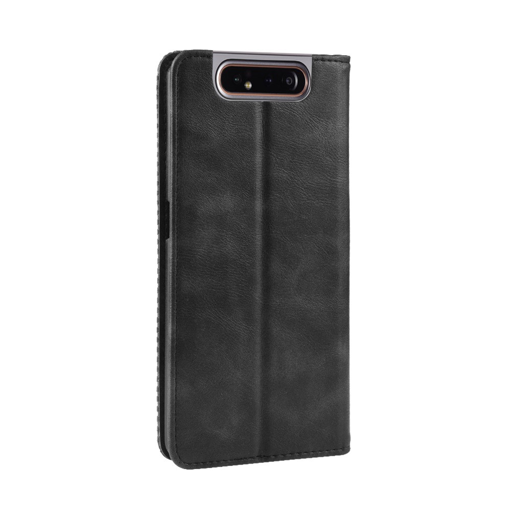 Auto-absorbed Vintage Style PU Leather Wallet Case for Samsung Galaxy A80 / A90 - Black-7