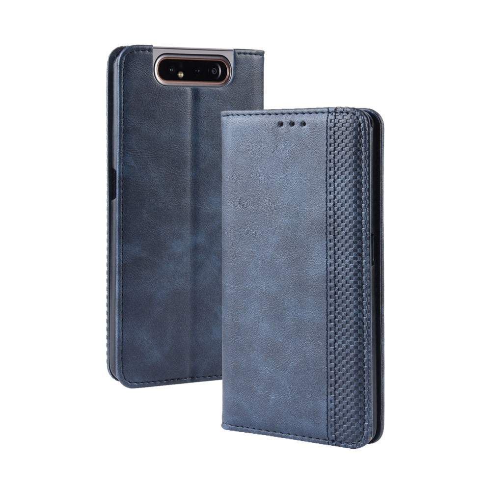 Auto-absorbed Vintage Style PU Leather Wallet Case for Samsung Galaxy A80 / A90 - Blue-2