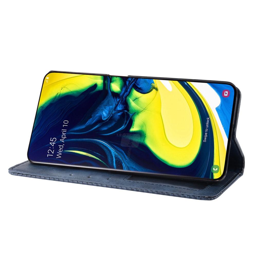 Auto-absorbed Vintage Style PU Leather Wallet Case for Samsung Galaxy A80 / A90 - Blue-6