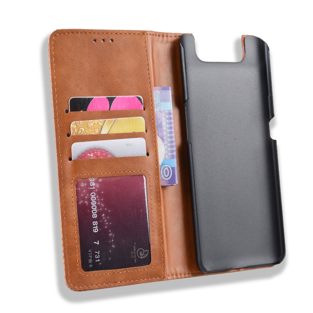 Auto-absorbed Vintage Style PU Leather Wallet Case for Samsung Galaxy A80 / A90 - Brown-4