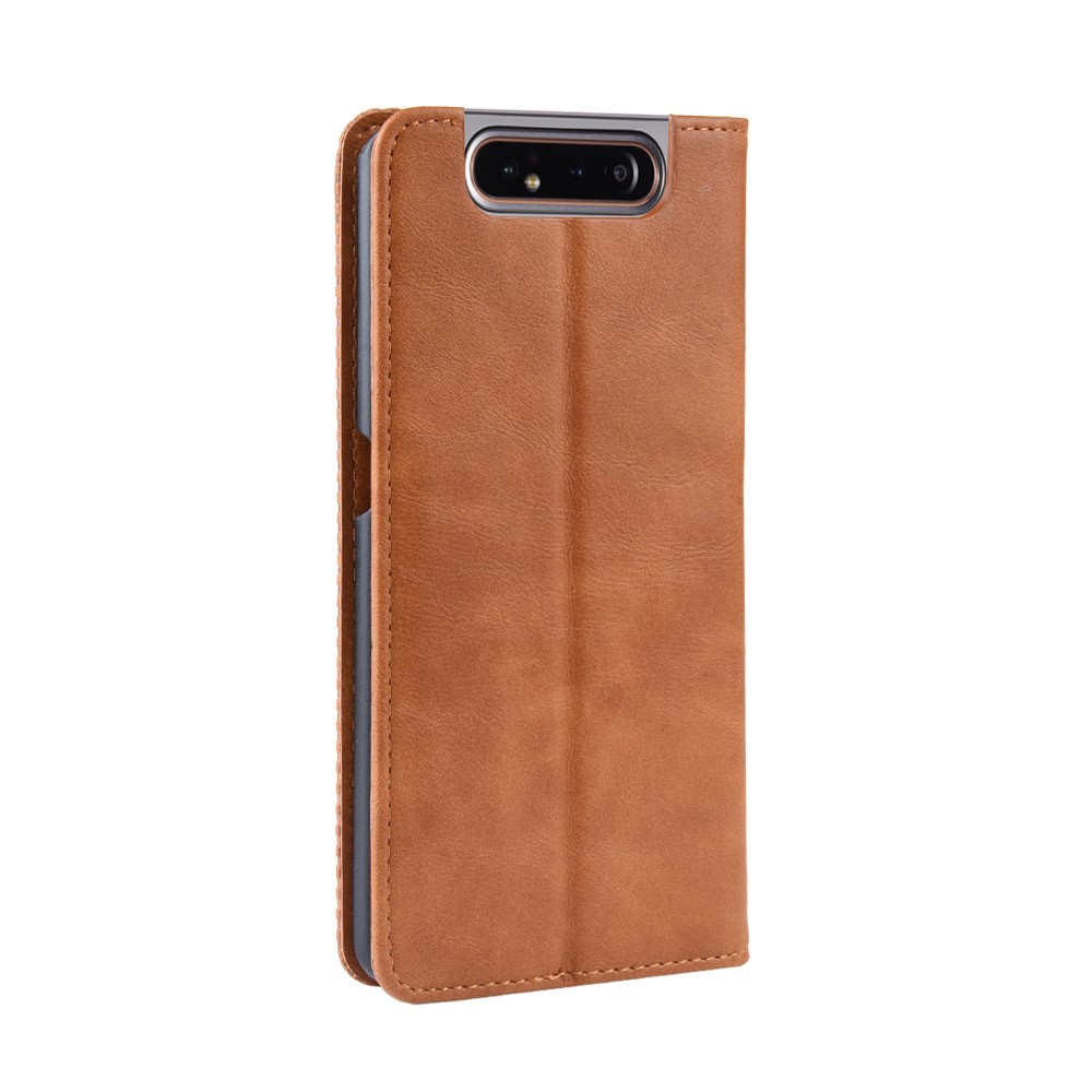 Auto-absorbed Vintage Style PU Leather Wallet Case for Samsung Galaxy A80 / A90 - Brown-7