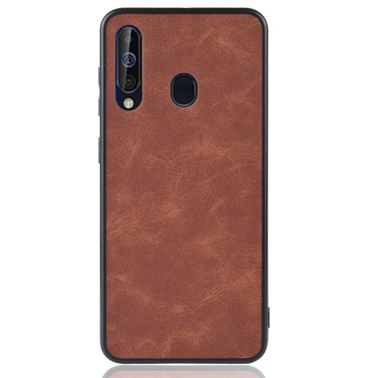 PU Leather Coated TPU + PC Back Phone Casing for Samsung Galaxy A60 - Brown-3