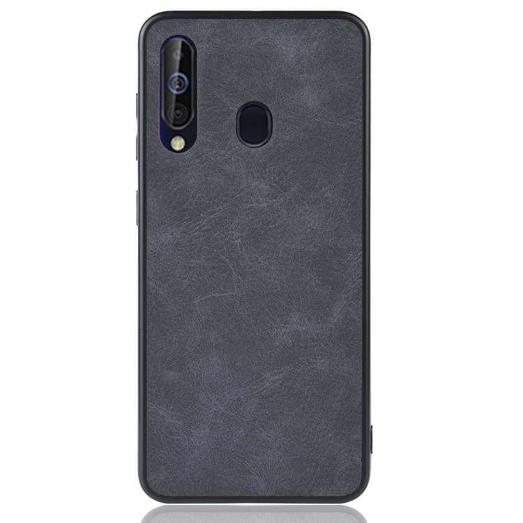 PU Leather Coated TPU + PC Back Phone Casing for Samsung Galaxy A60 - Black-2
