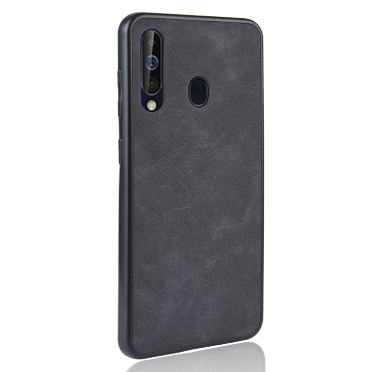 PU Leather Coated TPU + PC Back Phone Casing for Samsung Galaxy A60 - Black-3