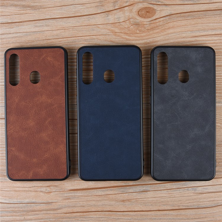 PU Leather Coated TPU + PC Back Phone Casing for Samsung Galaxy A60 - Black-4