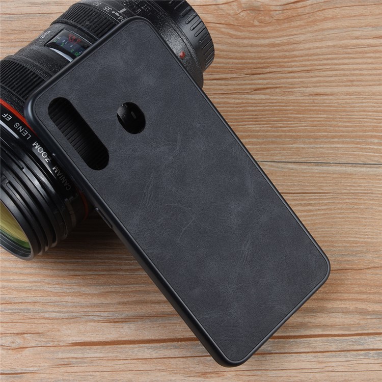 PU Leather Coated TPU + PC Back Phone Casing for Samsung Galaxy A60 - Black-5
