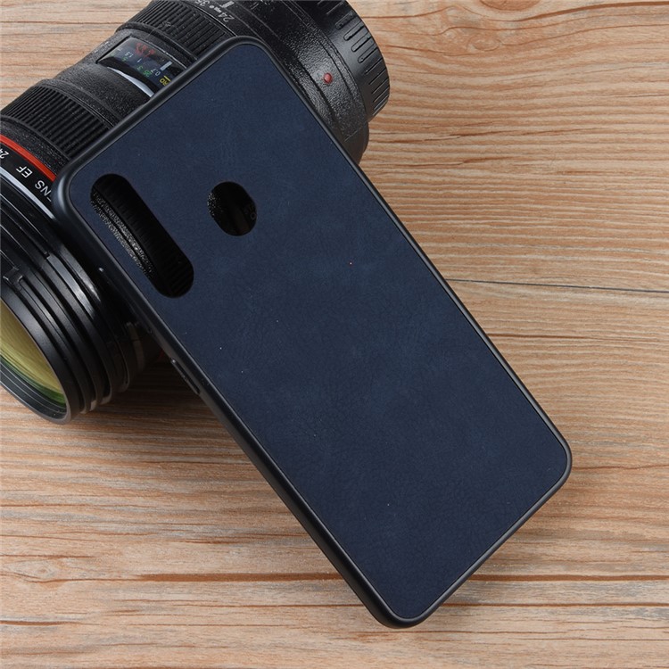 PU Leather Coated TPU + PC Back Phone Casing for Samsung Galaxy A60 - Blue-4