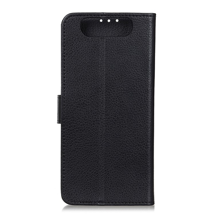 Lichia Pele PU Carteira De Couro Para Samsung Galaxy A80 / A90 - Preto-1