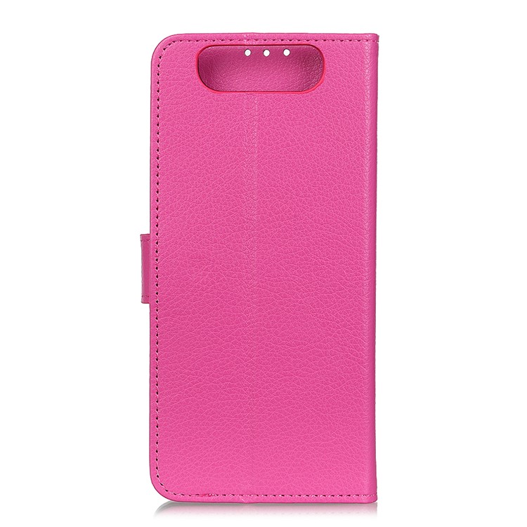 Litchi Skin PU Leather Wallet Case for Samsung Galaxy A80 / A90 - Rose-1