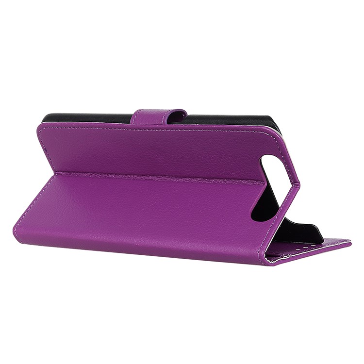 Litchi Skin PU Leather Wallet Case for Samsung Galaxy A80 / A90 - Purple-2