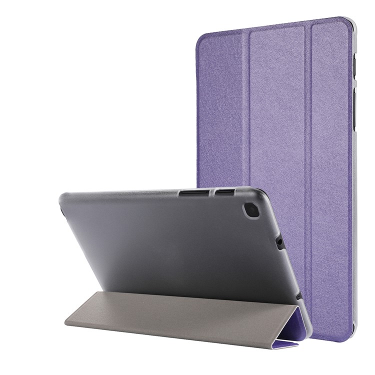 Silk Texture Leather Stand Case for Samsung Galaxy Tab A 8.0 (2019) with S Pen P200 P205 - Purple-1
