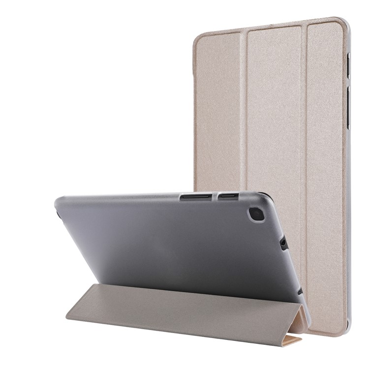 Estojo De Couro De Textura De Seda Para Samsung Galaxy Tab A 8 (2019) / Guia A Com Caneta S P200 P205 - Ouro-1