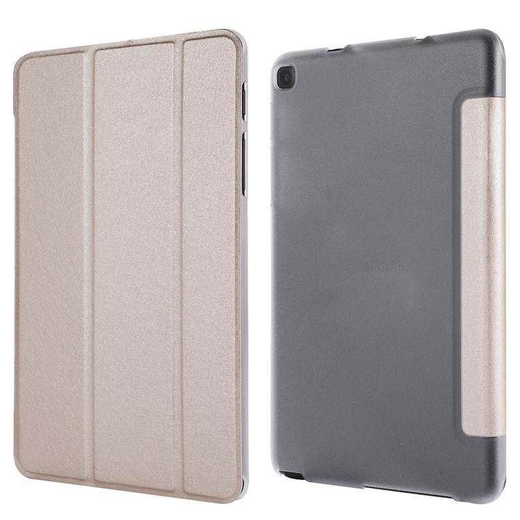 Estojo De Couro De Textura De Seda Para Samsung Galaxy Tab A 8 (2019) / Guia A Com Caneta S P200 P205 - Ouro-4