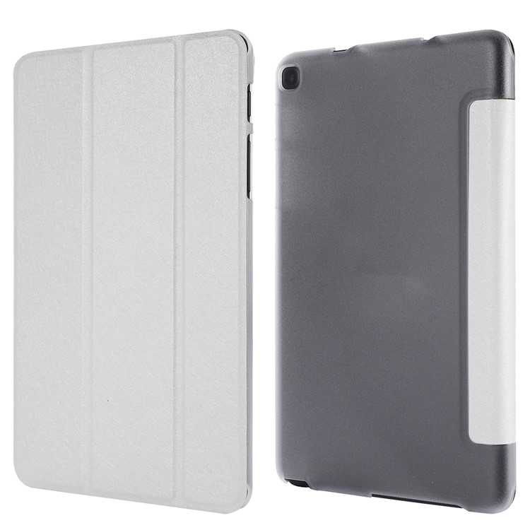 Silk Texture Leather Stand Case for Samsung Galaxy Tab A 8.0 (2019) with S Pen P200 P205 - White-4