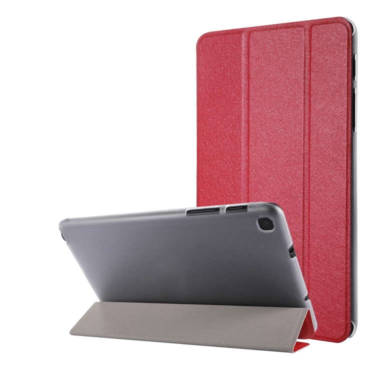 Silk Texture Leather Stand Case for Samsung Galaxy Tab A 8.0 (2019) with S Pen P200 P205 - Red-1