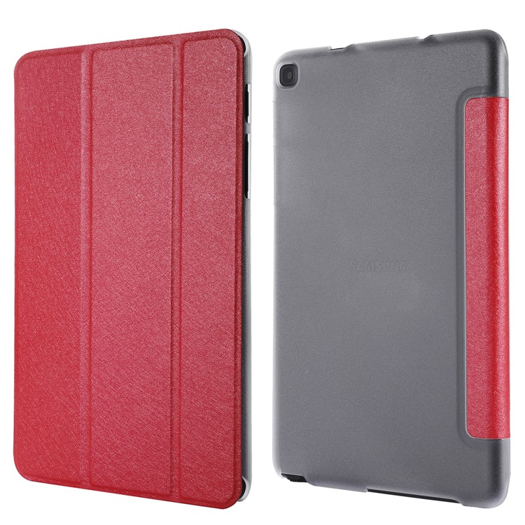 Silk Texture Leather Stand Case for Samsung Galaxy Tab A 8.0 (2019) with S Pen P200 P205 - Red-4