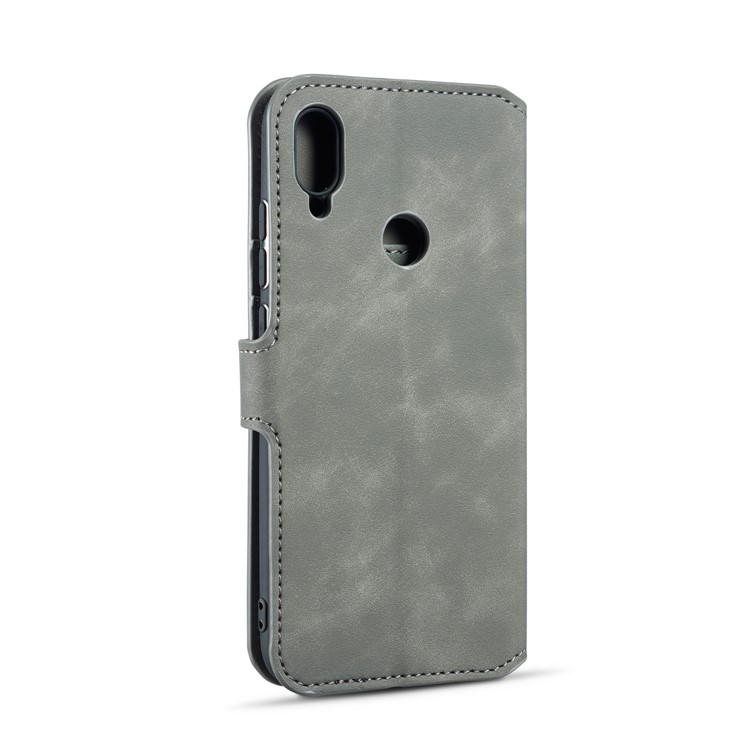 Dg. Étui de Portefeuille en Cuir PU de Style Rétro Pour Samsung Galaxy M20 - Gris