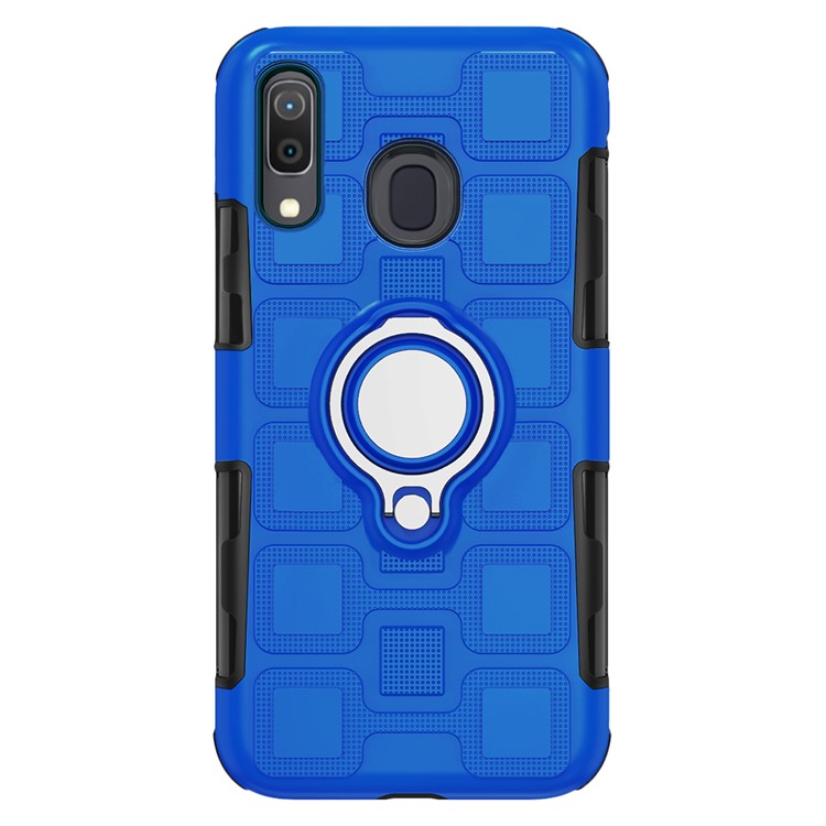 Geometric Pattern TPU PC Hybrid Case with Magnetic Car Mount Ring Holder for Samsung Galaxy A30 / A20 - Baby Blue-2