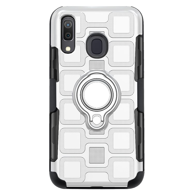 Geometric Pattern TPU PC Hybrid Phone Cover with Kickstand Belt Clip for Samsung Galaxy A30 / A20 - Silver-3