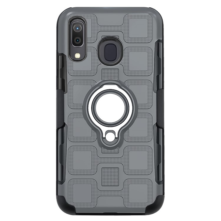 Cubierta De Teléfono Híbrida De TPU Con Patrón Geométrico Y Clip De Cinturón De Soporte Para Samsung Galaxy A30 / A20 - Gris-3