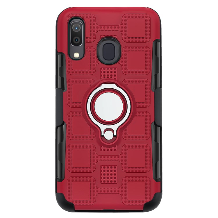 Geometric Pattern TPU PC Hybrid Phone Cover with Kickstand Belt Clip for Samsung Galaxy A30 / A20 - Red-3