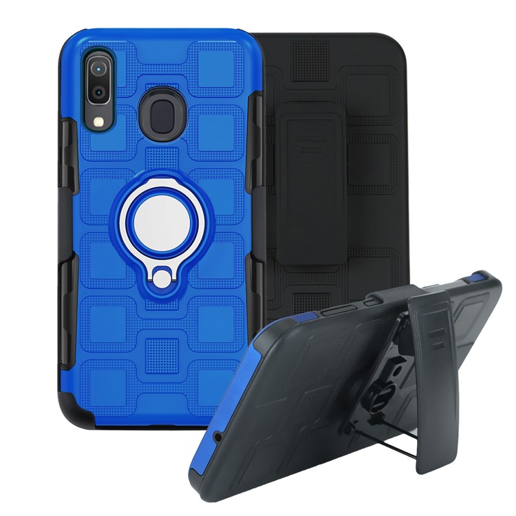 Geometric Pattern TPU PC Hybrid Phone Cover with Kickstand Belt Clip for Samsung Galaxy A30 / A20 - Baby Blue-2