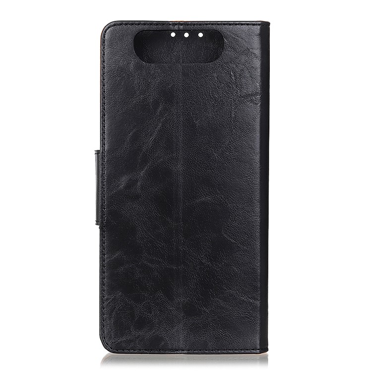 Crazy Horse Leather Wallet Case for Samsung Galaxy A80/A90 - Black-2