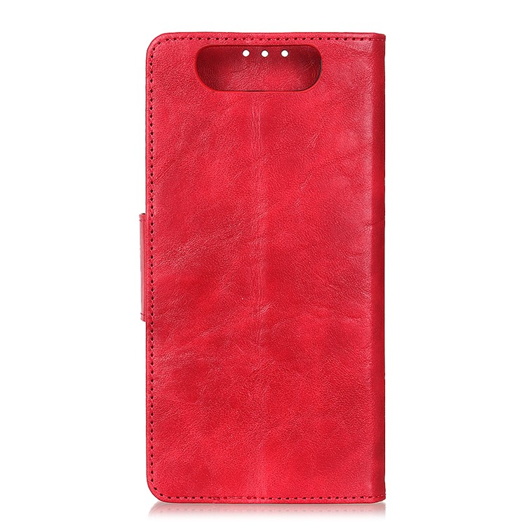 Crazy Horse Leather Wallet Case for Samsung Galaxy A80/A90 - Red-2