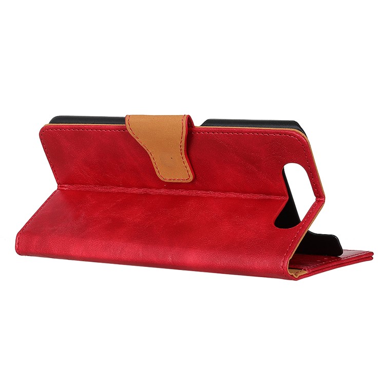 Crazy Horse Leather Wallet Case for Samsung Galaxy A80/A90 - Red-3