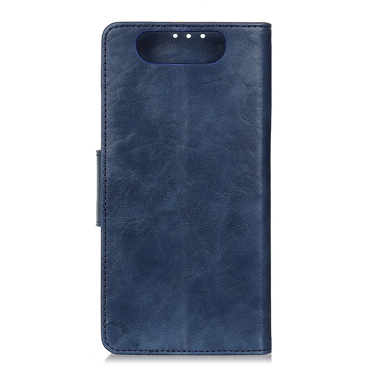 Crazy Horse Leather Wallet Case for Samsung Galaxy A80/A90 - Blue-2