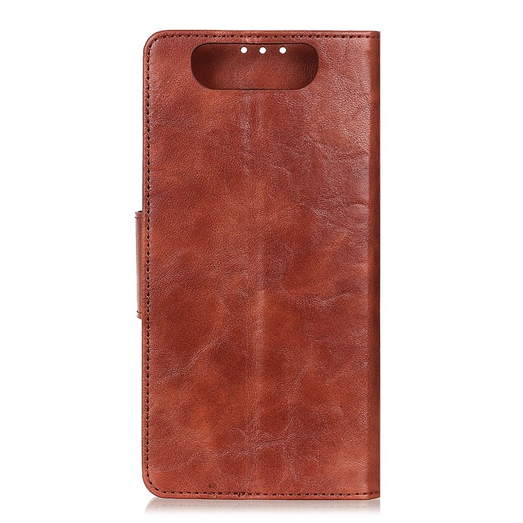 Crazy Horse Leather Wallet Case for Samsung Galaxy A80/A90 - Brown-2