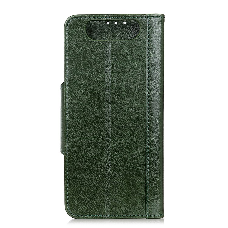 Glossy PU Leather Wallet Case for Samsung Galaxy A80/A90 - Army Green-2