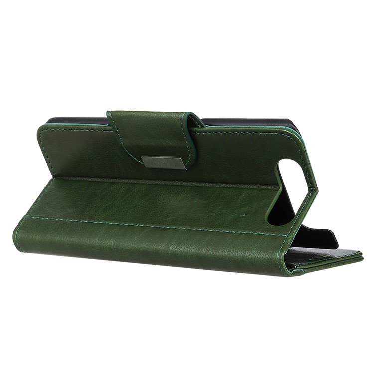 Glossy PU Leather Wallet Case for Samsung Galaxy A80/A90 - Army Green-3