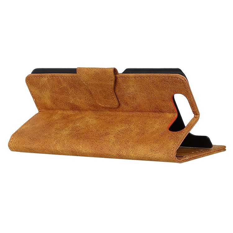 Vintage Style Leather Wallet Case for Samsung Galaxy A80/A90 - Brown-3