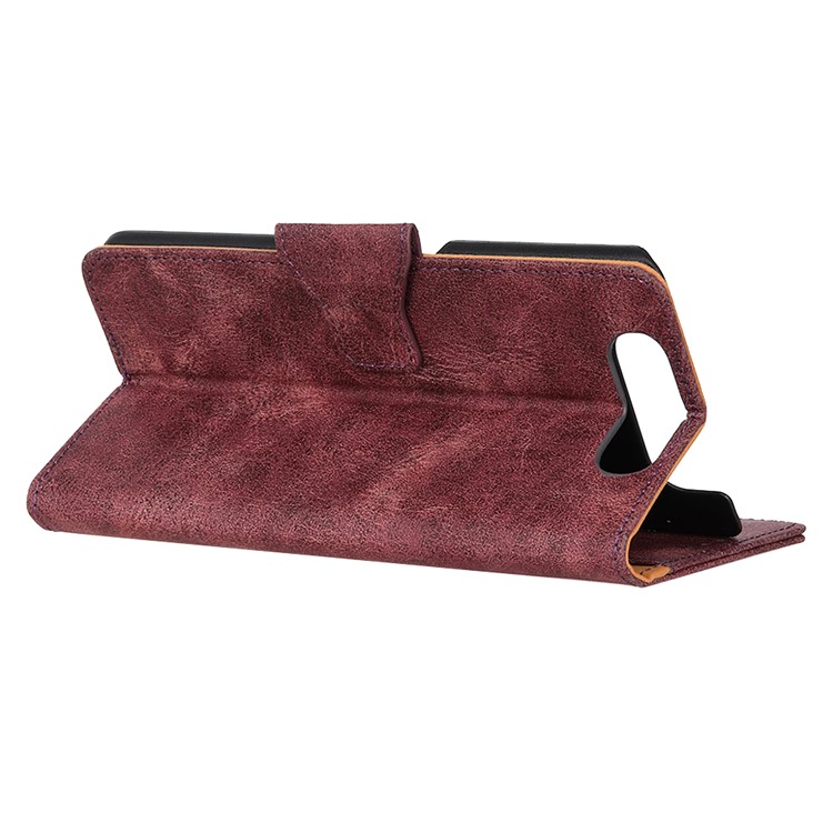 Vintage Style Leather Wallet Case for Samsung Galaxy A80/A90 - Wine Red-3