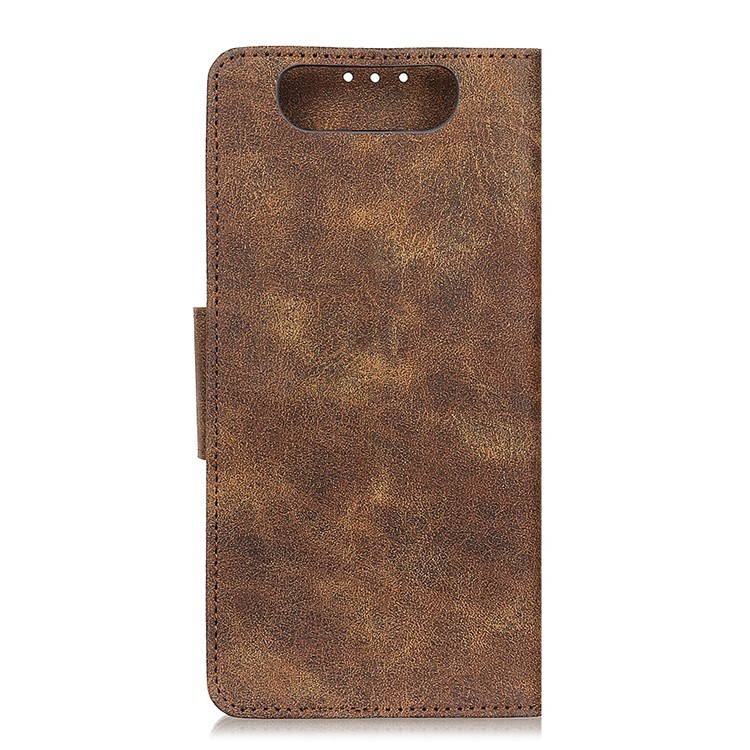 Vintage Style Leather Wallet Case for Samsung Galaxy A80/A90 - Coffee-2