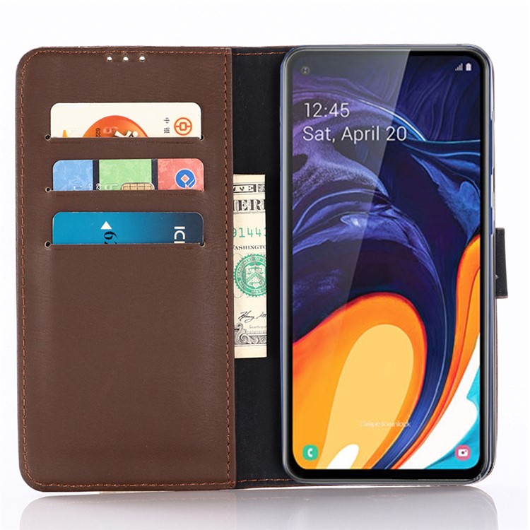 Crazy Horse Texture Retro Leather Flip Case for Samsung Galaxy A60 - Coffee-7