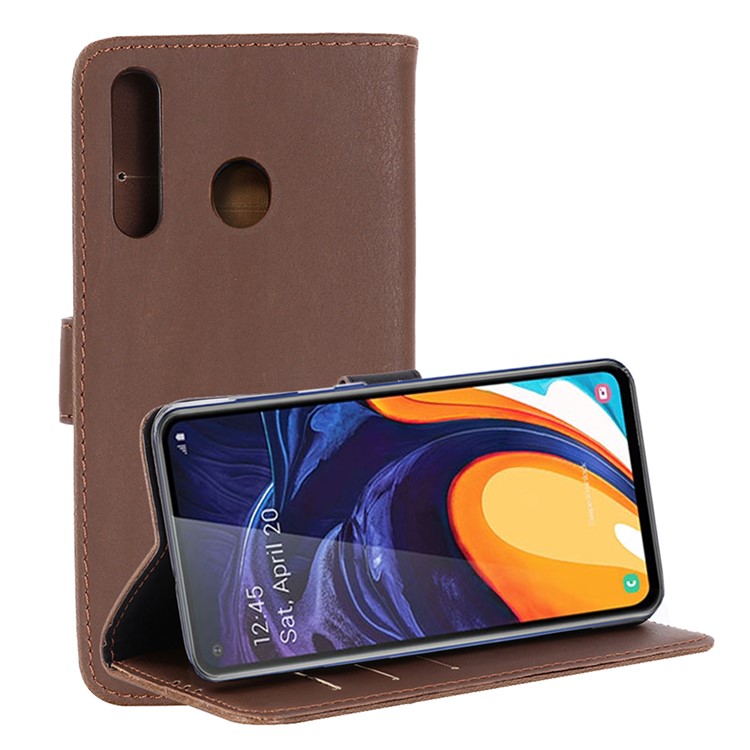 Crazy Horse Texture Retro Leather Flip Case for Samsung Galaxy A60 - Coffee-9