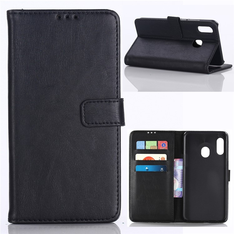 Crazy Horse Texture Retro Leather Flip Case for Samsung Galaxy A20e - Black-1
