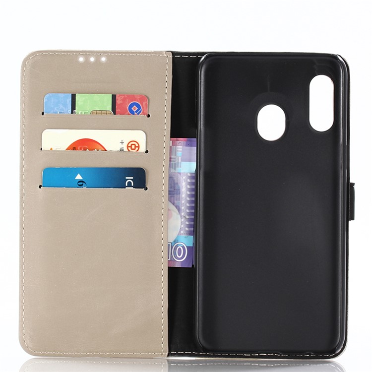 Crazy Horse Texture Retro Leather Flip Case for Samsung Galaxy A20e - Grey-3