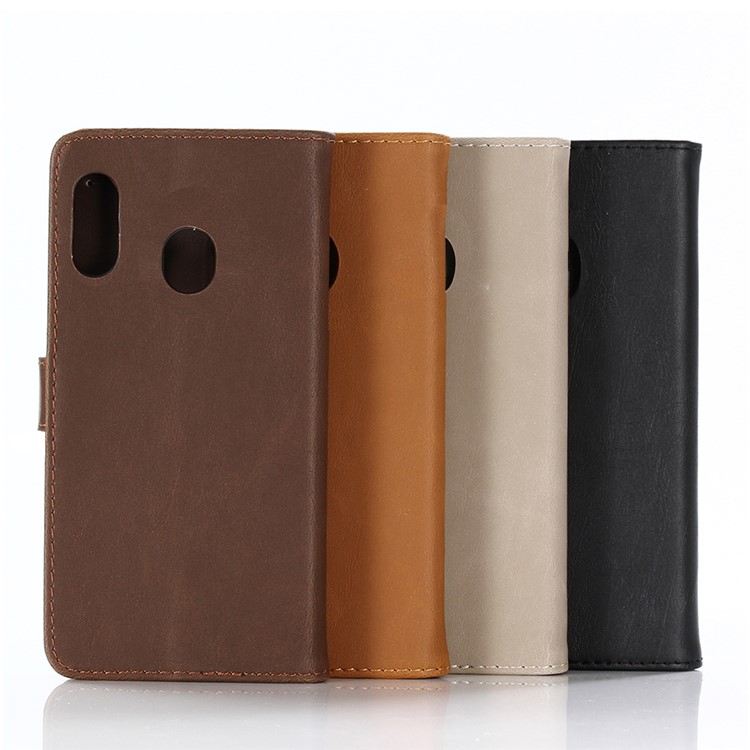 Crazy Horse Texture Retro Leather Flip Case for Samsung Galaxy A20e - Coffee-10